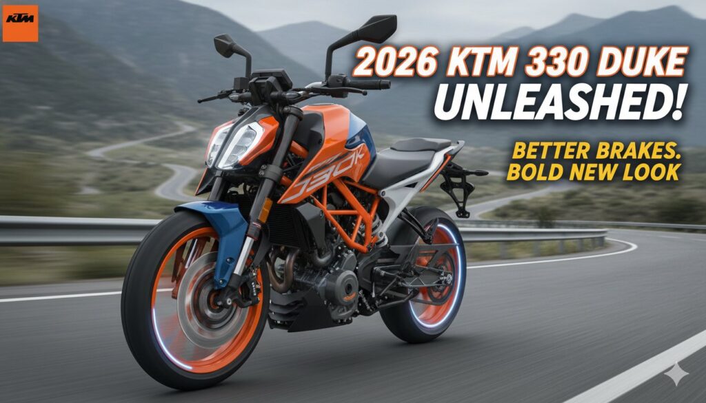 2026 KTM 390 Duke in new Atlantic Blue colour with updated WP FCR4 brake caliper