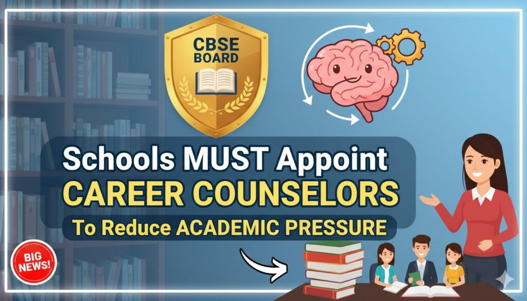 CBSE स्कूल में छात्रों के साथ करियर काउंसलर की मीटिंग का दृश्य