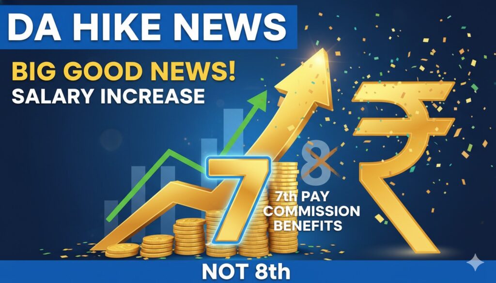 केंद्रीय कर्मचारियों के DA बढ़ोतरी की खुशखबरी दर्शाती इमेज, जिसमें 58% से 60% DA का ग्राफ और सैलरी स्लिप दिखाई गई है