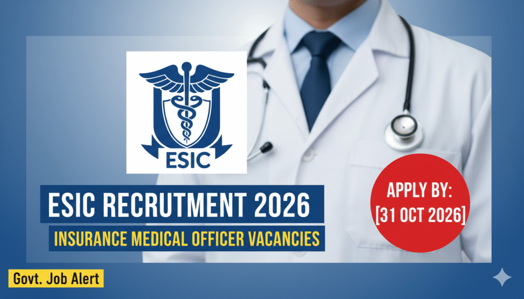ESIC मुख्यालय भवन की इमारत जहां इंश्योरेंस मेडिकल ऑफिसर भर्ती अधिसूचना प्रदर्शित है