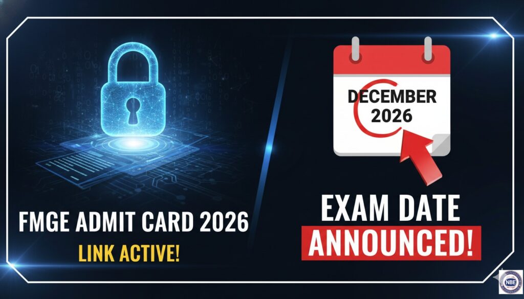 FMGE दिसंबर 2025 एडमिट कार्ड डाउनलोड स्क्रीनशॉट natboard.edu.in पर