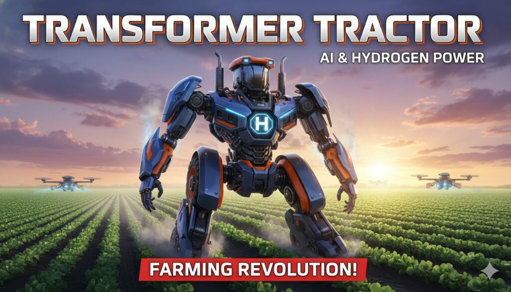 Kubota Transformer robot tractor concept with hydrogen power and autonomous features