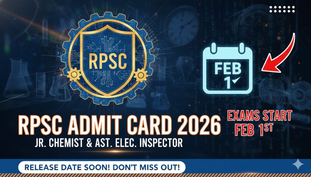 RPSC Admit Card 2026 जूनियर केमिस्ट और असिस्टेंट इलेक्ट्रिकल इंस्पेक्टर परीक्षा के लिए