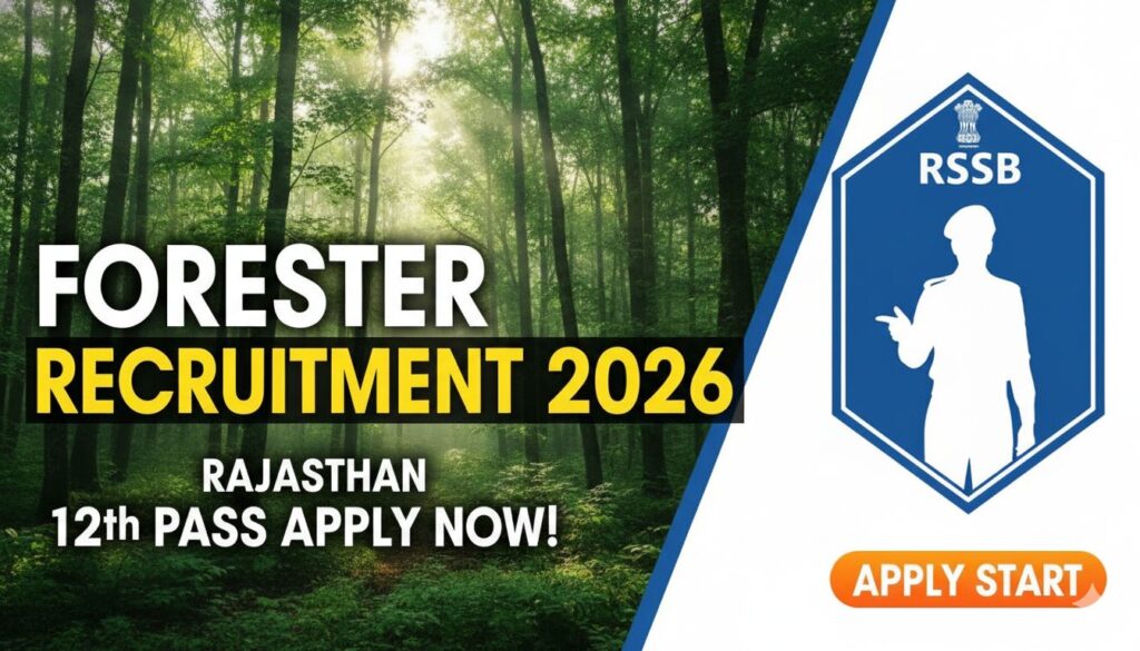 राजस्थान वनपाल भर्ती 2026 का आधिकारिक नोटिफिकेशन और आवेदन प्रक्रिया दिखाती इमेज