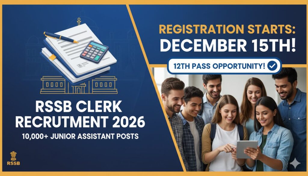 RSSB क्लर्क भर्ती 2026 की अधिसूचना का ग्राफिक प्रतिनिधित्व