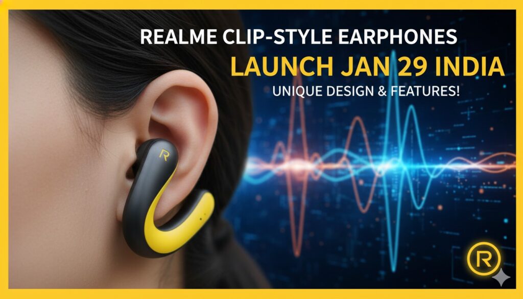 Realme Buds Clip क्लिप-स्टाइल ईयरफोन्स Titanium Black कलर में