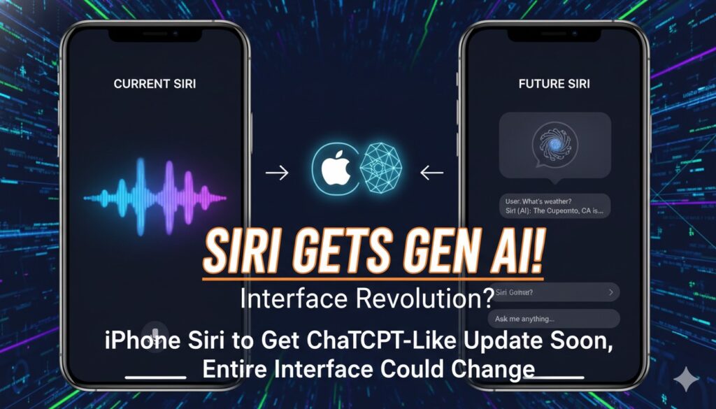 iPhone पर Siri का नया chatbot इंटरफेस दिखाते हुए AI अपडेट।