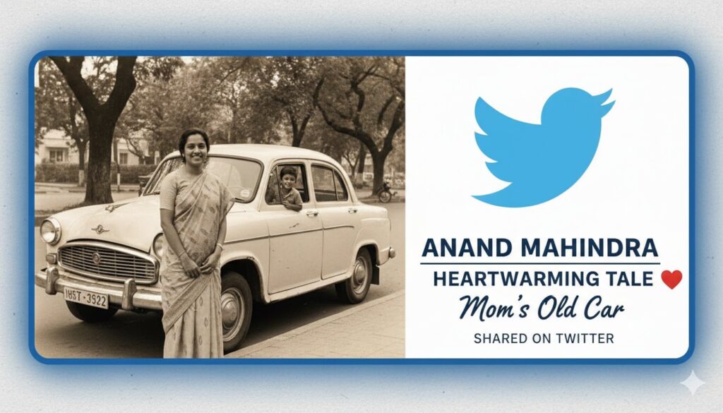 आनंद महिंद्रा का X पोस्ट जिसमें मां की पुरानी स्काई ब्लू कार की यादें शेयर की गई हैं