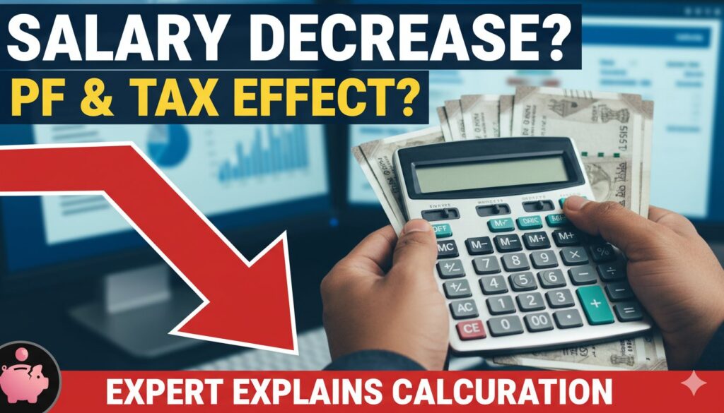 नई लेबर कोड्स के तहत बदलती सैलरी स्लिप और PF कटौती दिखाता ग्राफिक