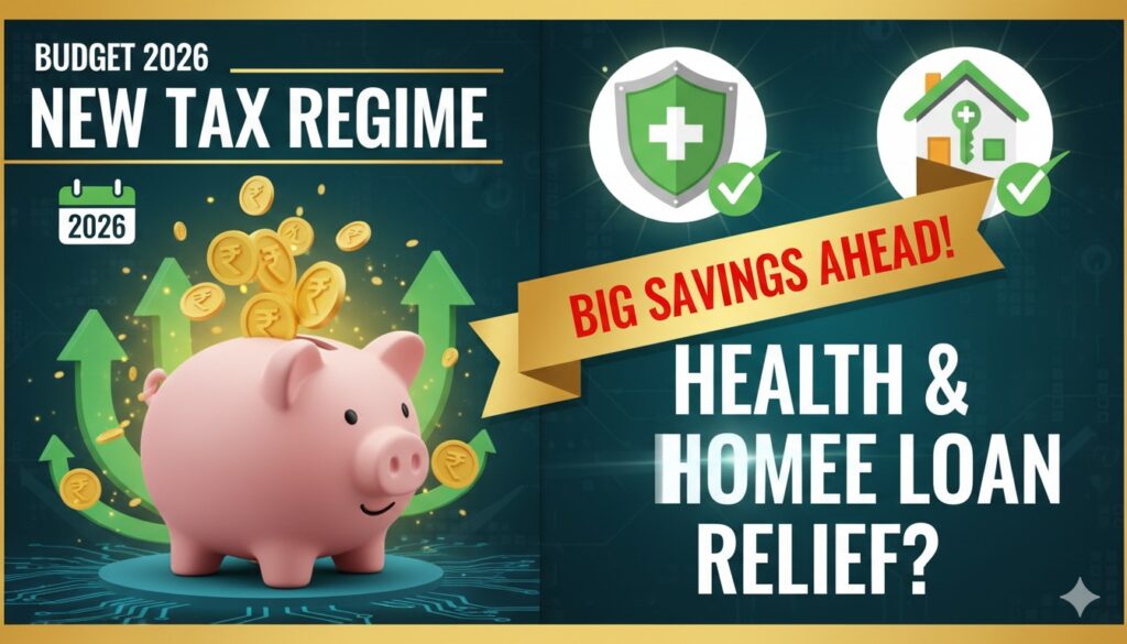 वित्त मंत्री निर्मला सीतारमण बजट 2026 पेश करती हुईं, टैक्स राहत दर्शाते हुए ग्राफिक्स के साथ