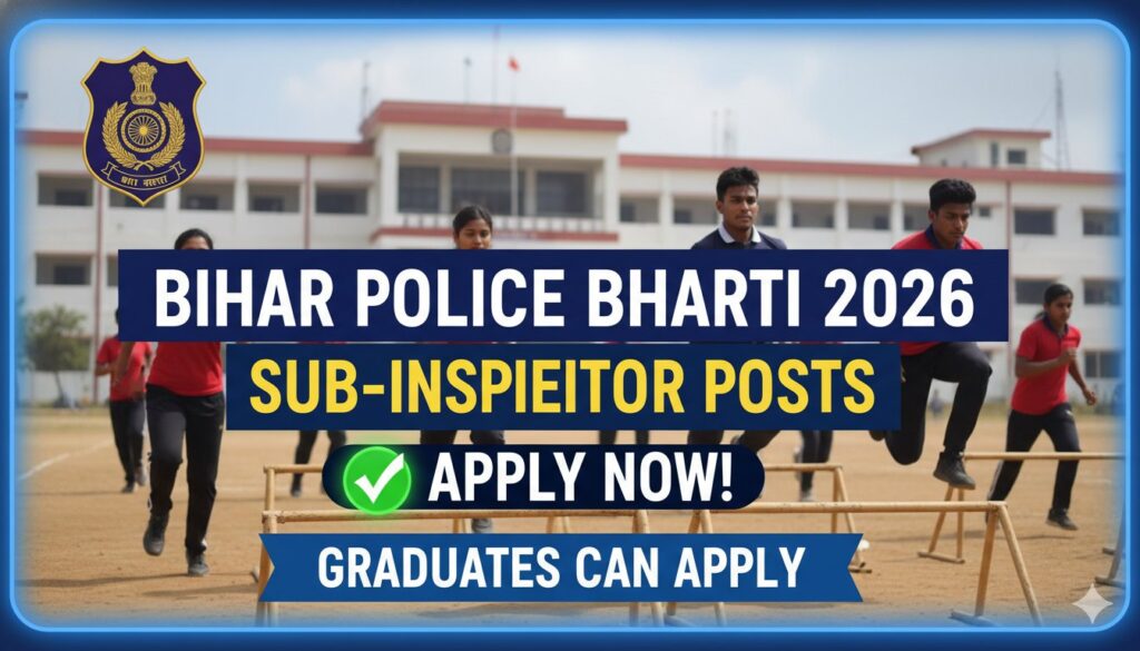 बिहार पुलिस एसआई भर्ती 2026 के लिए ऑनलाइन आवेदन फॉर्म भरते उम्मीदवार