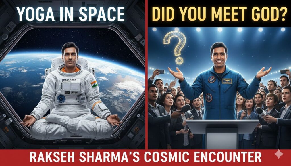 राकेश शर्मा अंतरिक्ष में योग अभ्यास करते हुए