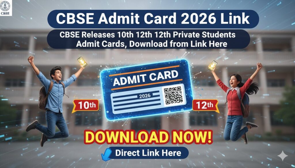 सीबीएसई एडमिट कार्ड 2026 डाउनलोड पेज स्क्रीनशॉट