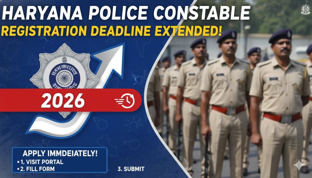 हरियाणा पुलिस कॉन्स्टेबल भर्ती 2026 के लिए एक्सटेंडेड डेडलाइन का नोटिफिकेशन