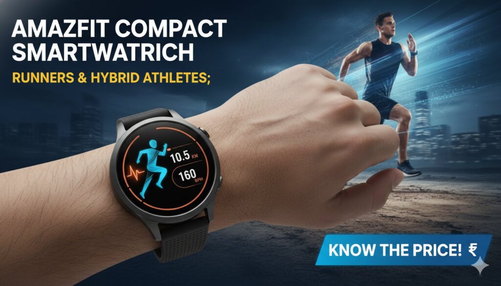 Amazfit Active 3 Premium स्मार्टवॉच Apex Silver कलर में, रनर्स और हाइब्रिड एथलीट्स के लिए कॉम्पैक्ट डिजाइन
