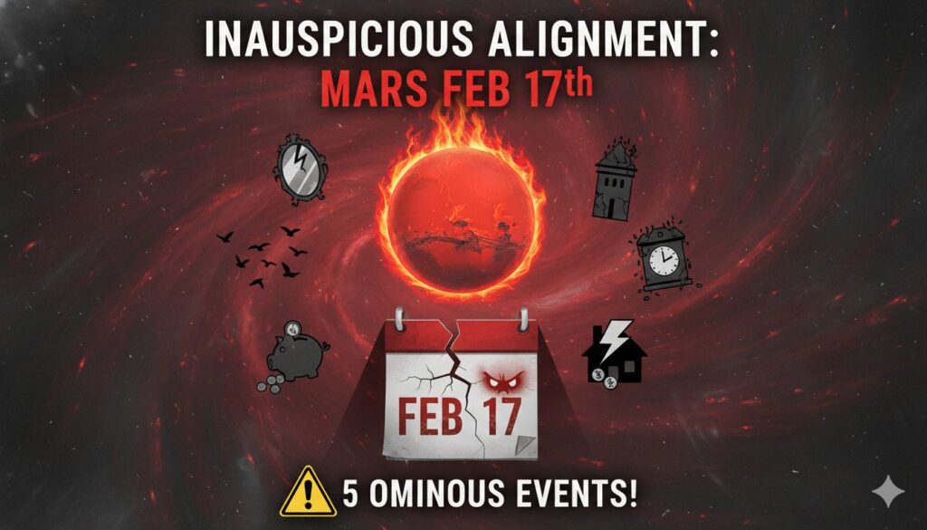 17 फरवरी 2026 को सूर्य ग्रहण और अशुभ योग का चित्रण