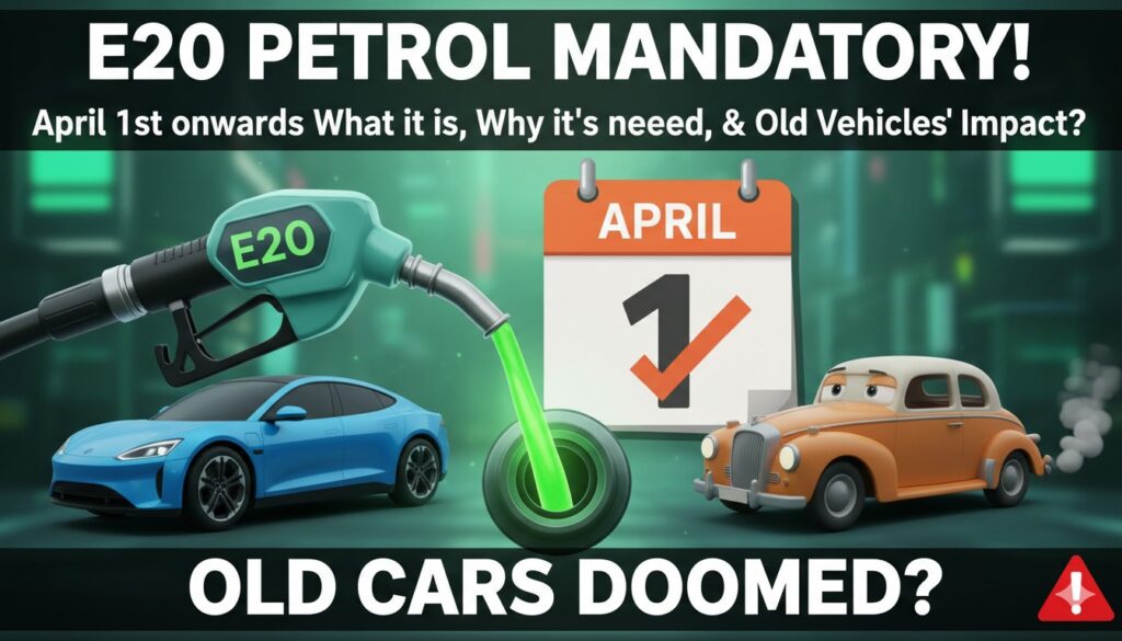 1 अप्रैल 2026 से अनिवार्य E20 पेट्रोल पंप पर उपलब्ध, 20% एथनॉल मिश्रित ईंधन का भारत में बड़ा बदलाव