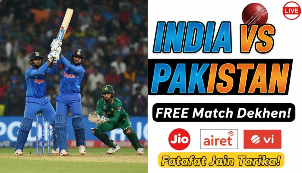India vs Pakistan cricket match live streaming on mobile with Jio Airtel Vi plans