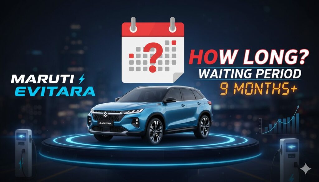 Maruti Suzuki e Vitara electric SUV front view in Opulent Red colour with charging port visible