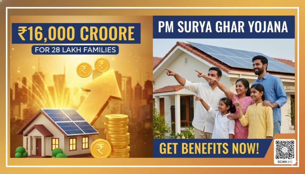 Rooftop solar panels installed on an Indian household under PM Surya Ghar Scheme