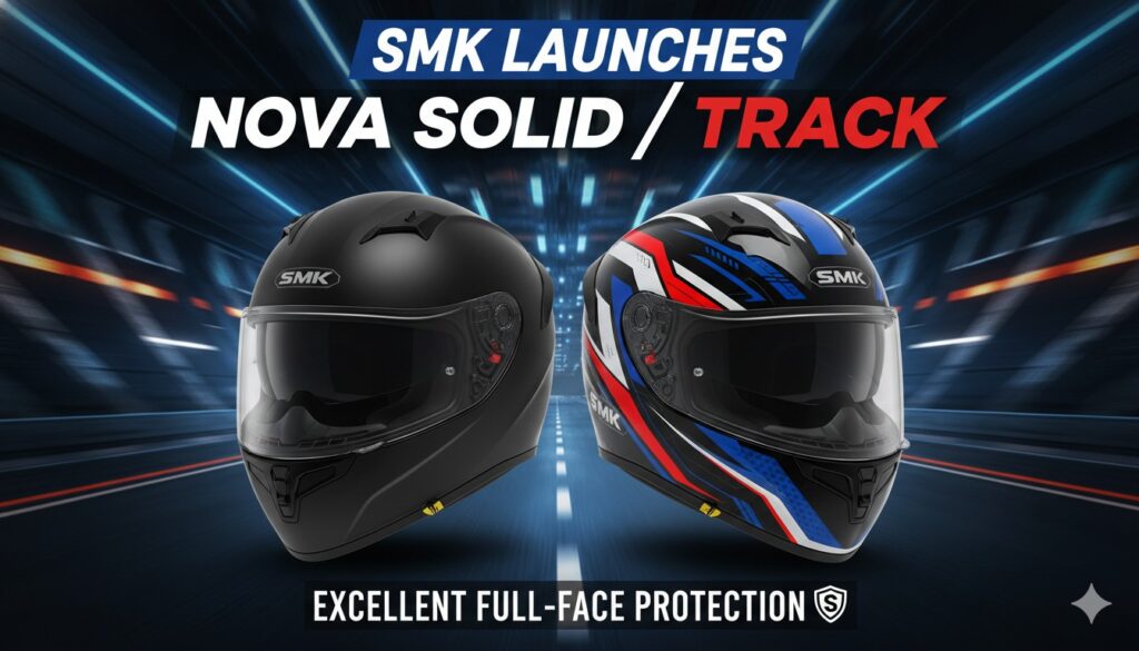 SMK Nova Solid और Nova Track फुल फेस हेलमेट्स की नई सीरीज, मैट और ग्लॉस फिनिश में दिखाई गई