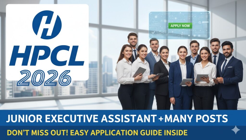 Alt Text for featured image : HPCL Recruitment 2026 notification with Junior Executive Assistant and other posts vacancy details