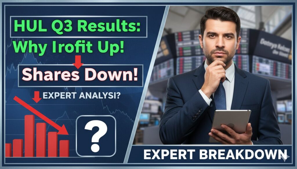Alt Text for featured image : हिंदुस्तान यूनिलीवर Q3 रिजल्ट 2026 ग्राफ दिखाते हुए शेयर प्राइस गिरावट