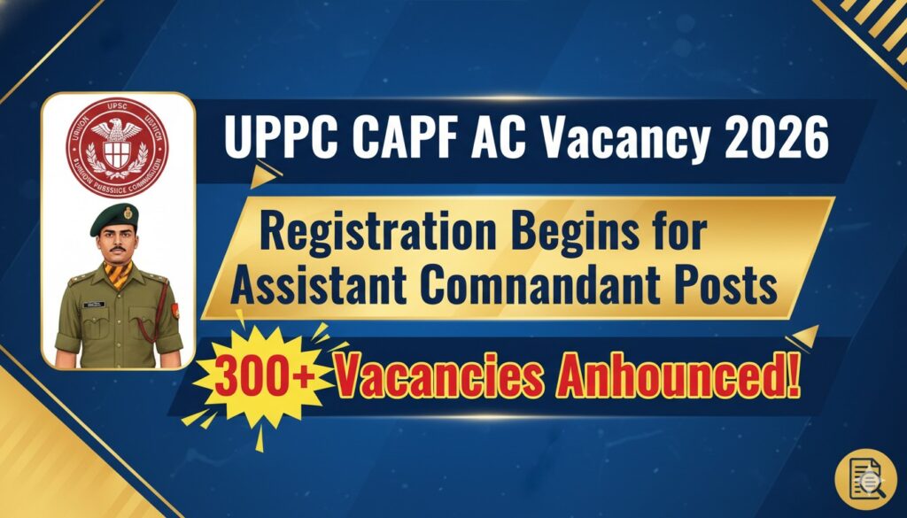 यूपीएससी CAPF AC 2026 भर्ती अधिसूचना, असिस्टेंट कमांडेंट पदों पर आवेदन शुरू