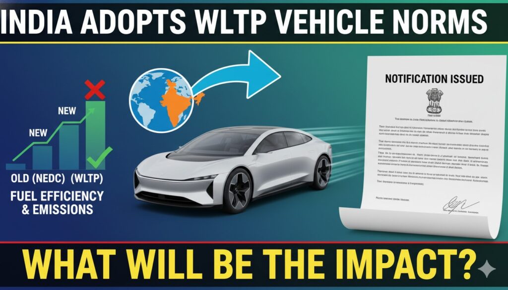 भारत में WLTP टेस्ट साइकिल अपनाने की अधिसूचना, कार उत्सर्जन और माइलेज टेस्टिंग में बदलाव
