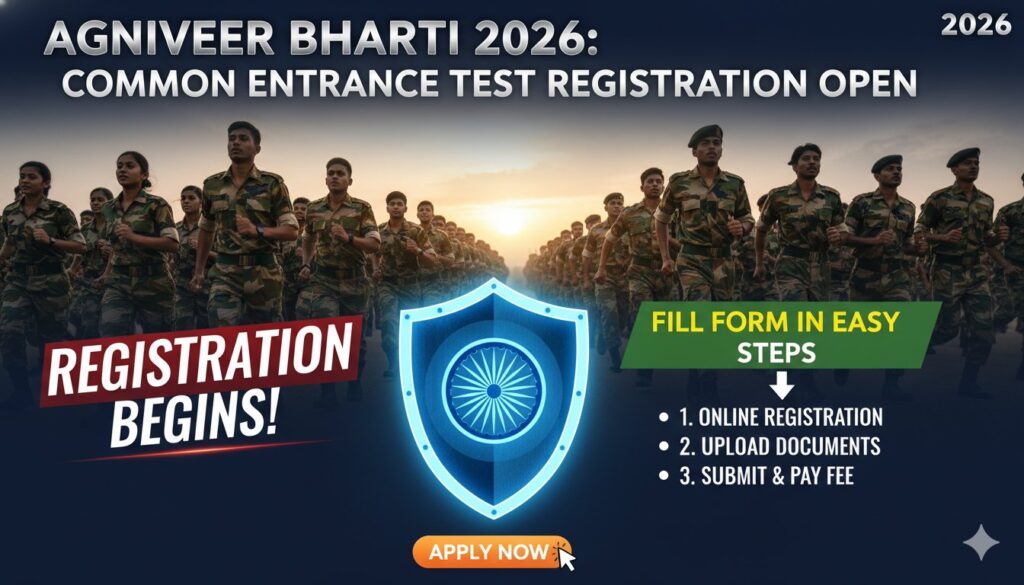भारतीय सेना अग्निवीर भर्ती 2026 के लिए ऑनलाइन रजिस्ट्रेशन प्रक्रिया, joinindianarmy.nic.in पर फॉर्म भरते युवा