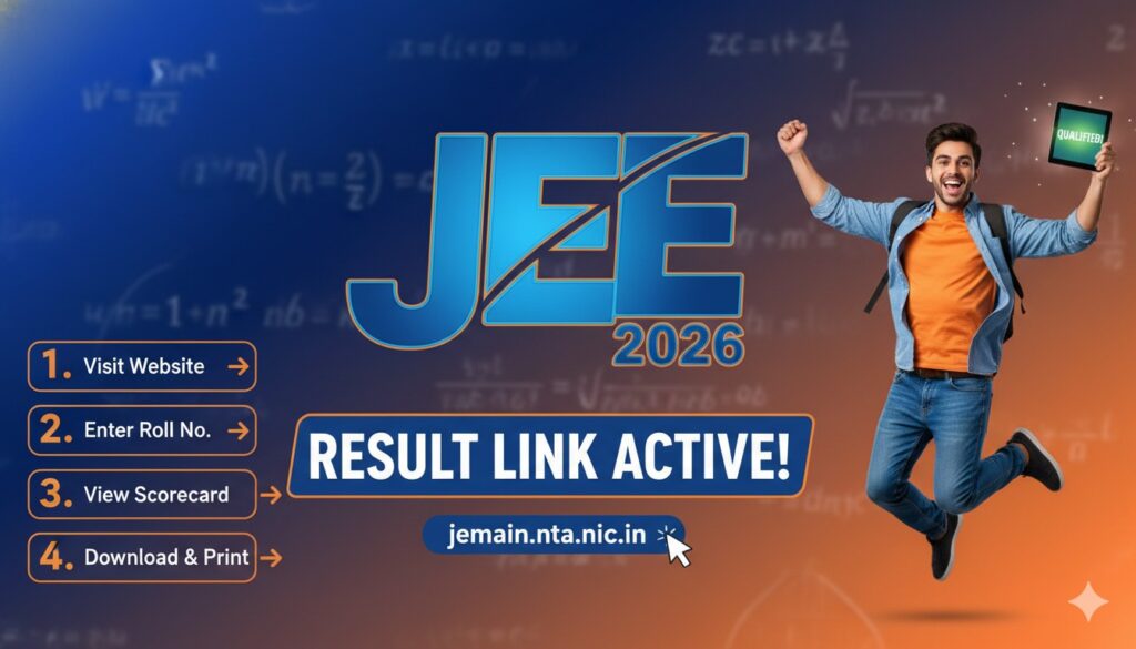 जेईई मेन 2026 सेशन-1 रिजल्ट चेक करने का स्क्रीनशॉट jeemain.nta.nic.in पर