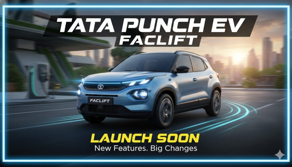 Tata Punch EV Facelift 2026 exterior design with connected LED taillights and revised bumpers