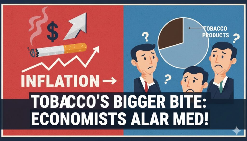 नई CPI सीरीज में तंबाकू उत्पादों का बढ़ता वेटेज दिखाती ग्राफिक इमेज