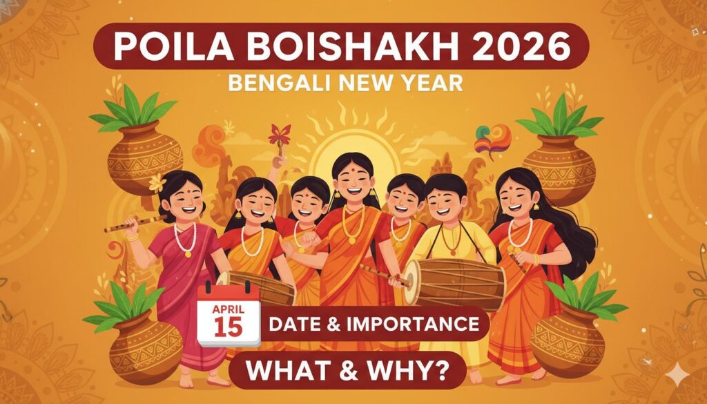 बंगाली महिलाएं पारंपरिक लाल-सफेद साड़ी में पोइला बोइशाख उत्सव मनाते हुए