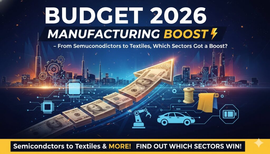 वित्त मंत्री निर्मला सीतारमण बजट 2026 में मैन्युफैक्चरिंग सेक्टर की घोषणाएं पेश करती हुईं।