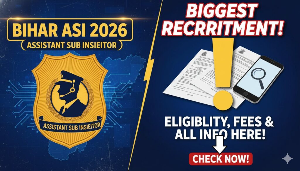 बिहार पुलिस ASI ऑपरेटर भर्ती 2026 की अधिसूचना का ग्राफिक प्रतिनिधित्व