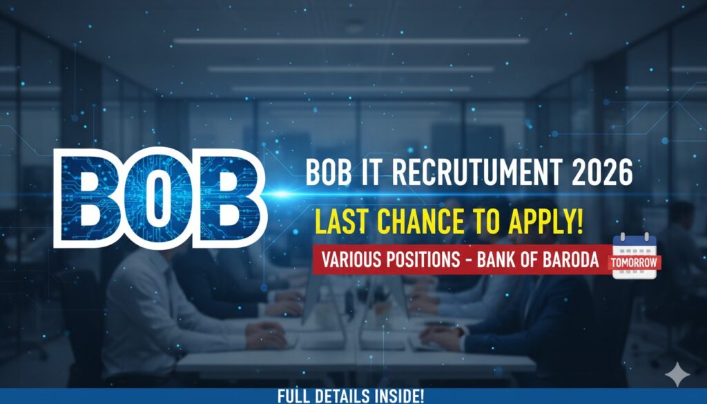 बैंक ऑफ बड़ौदा आईटी भर्ती 2026 के लिए आवेदन करने वाले उम्मीदवारों की इमेज, बैंक लोगो के साथ