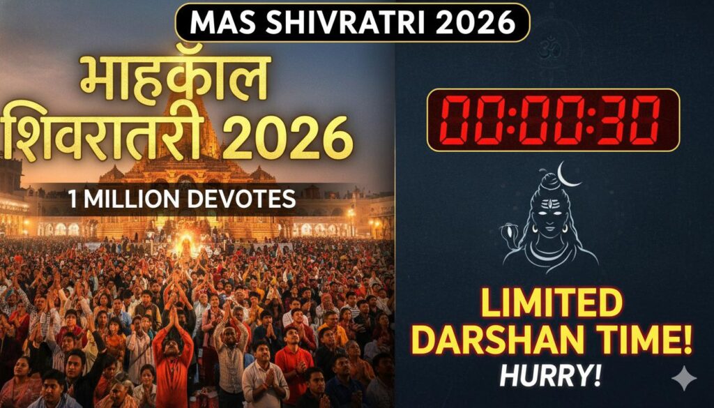 उज्जैन महाकालेश्वर मंदिर में महाशिवरात्रि 2026 पर भक्तों की भीड़ और दर्शन की तैयारी