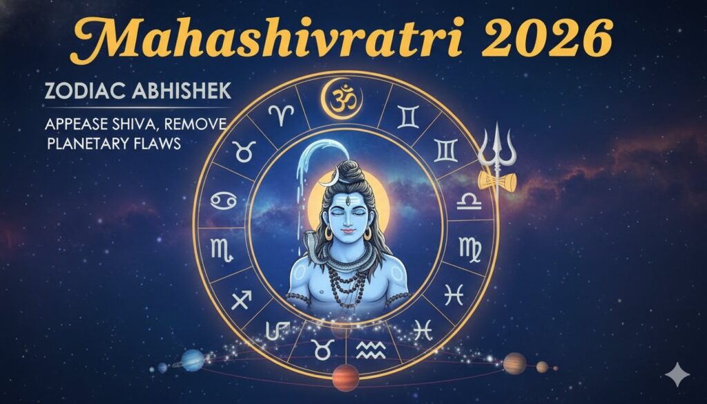महाशिवरात्रि 2026 पर शिवलिंग पर राशि अनुसार अभिषेक करते भक्त