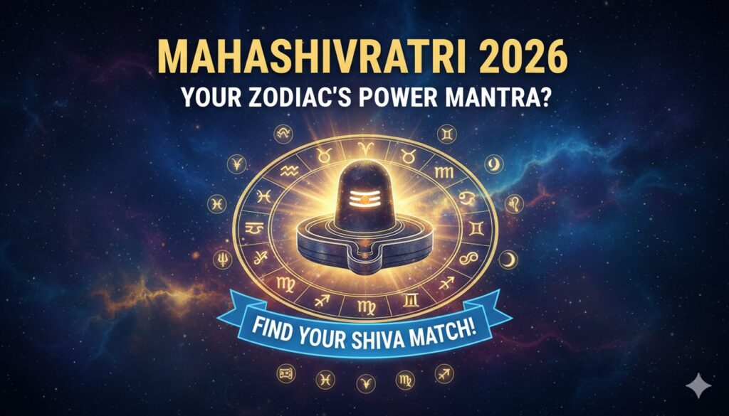 महाशिवरात्रि 2026 पर शिवलिंग पूजा और राशि अनुसार शिव मंत्र जाप का दृश्य