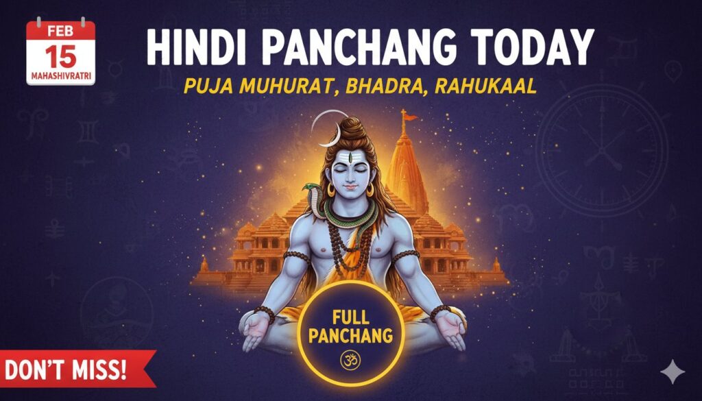 महाशिवरात्रि 2026 पूजा मुहूर्त और हिंदी पंचांग 15 फरवरी शिवलिंग जलाभिषेक