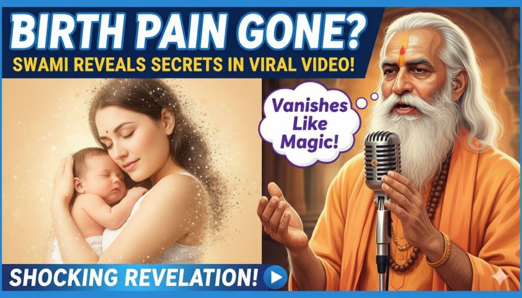 वायरल वीडियो में स्वामी जी मां के प्रसव दर्द के छूमंतर होने का खुलासा करते हुए