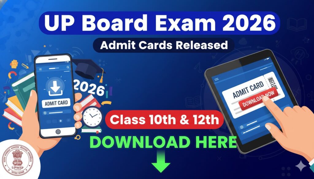 यूपी बोर्ड 2026 एडमिट कार्ड डाउनलोड, कक्षा 10वीं और 12वीं हॉल टिकट upmsp.edu.in पर जारी