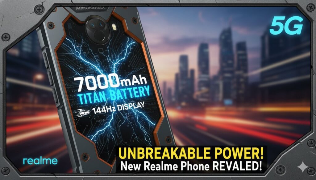 रियलमी का 7000mAh टाइटन बैटरी वाला 5G स्मार्टफोन 144Hz डिस्प्ले और ArmorShell प्रोटेक्शन के साथ