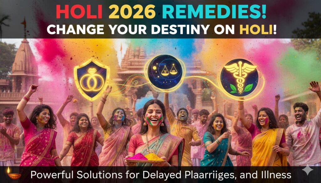 होली 2026 होलिका दहन में अग्नि में उपाय सामग्री अर्पित करते लोग, ग्रह पीड़ा और शादी देरी निवारण