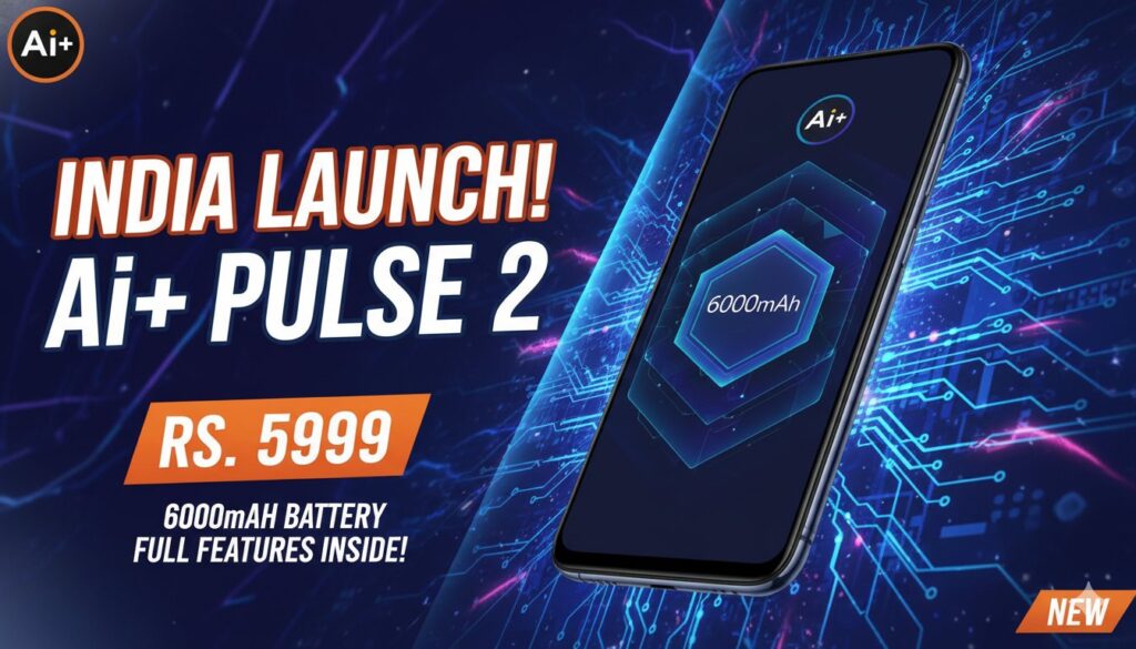Ai+ Pulse 2 स्मार्टफोन 6000mAh बैटरी और 50MP कैमरा के साथ 5999 रुपये में लॉन्च