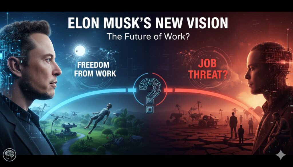 एलन मस्क का AI और रोबोटिक्स विजन दिखाते हुए Optimus ह्यूमनॉइड रोबोट और काम से आजादी का कॉन्सेप्ट