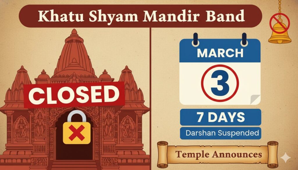 खाटू श्यामजी मंदिर के बंद कपाट और चंद्र ग्रहण का दृश्य, भक्तों के लिए अपडेट सूचना